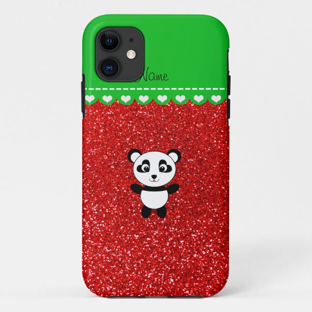 Capa Para iPhone Da Case-Mate Nome personalizado panda neon red glitter (Verso)