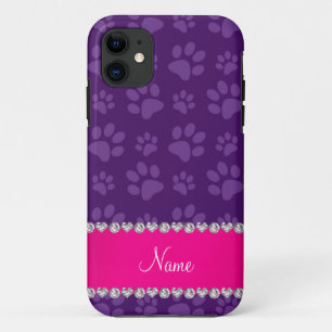 Capa Para iPhone Da Case-Mate Nome personalizado pata roxa de cão imprime uma fa