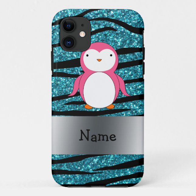 Capa Para iPhone Da Case-Mate Nome personalizado pinguim-rosa listras-zebra (Verso)