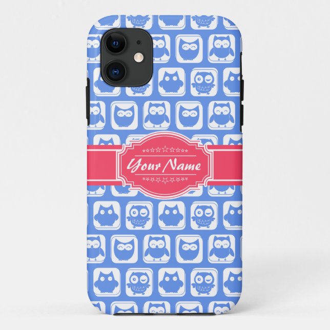 Capa Para iPhone Da Case-Mate Nome Personalizado Rosa Quente Azul (Verso)