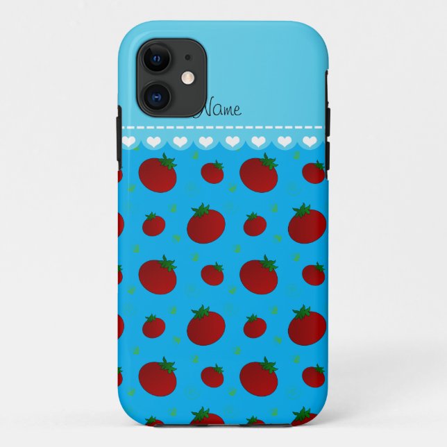 Capa Para iPhone Da Case-Mate Nome personalizado tomate vermelho-azul-céu (Verso)