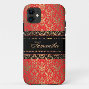 Capa Para iPhone Da Case-Mate Nome vermelho e Dourado elegante do costume do