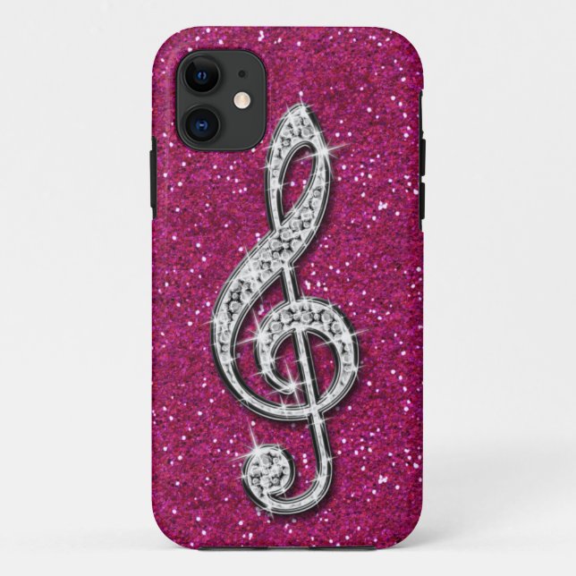 Capa Para iPhone Da Case-Mate Nota Musical Diamante Espelhado Glitzy Impresso (Verso)