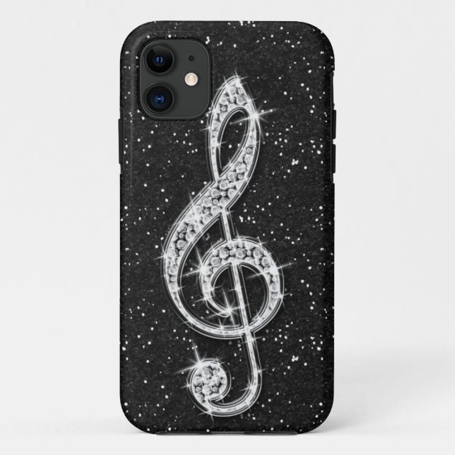 Capa Para iPhone Da Case-Mate Nota Musical Diamante Espelhado Glitzy Impresso (Verso)