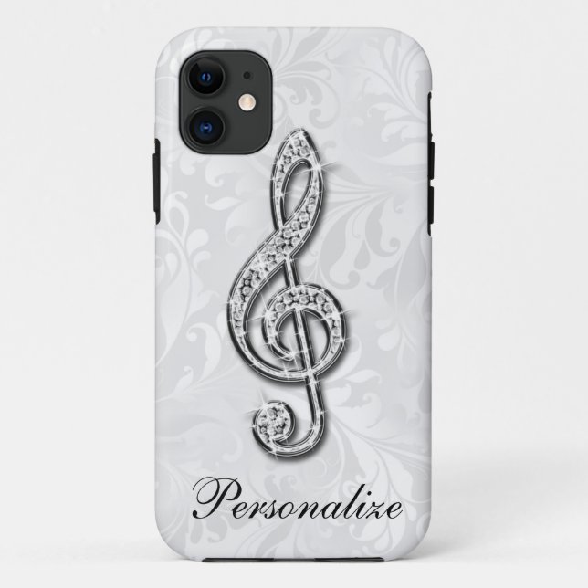 Capa Para iPhone Da Case-Mate Nota Musical Personalizada com Diamantes em Padrão (Verso)