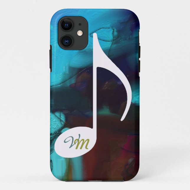 Capa Para iPhone Da Case-Mate nota musical personalizável azul (Verso)
