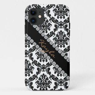 Capa Para iPhone Da Case-Mate O DAMASCO CHIQUE BLING eu telefono a um PRETO & a