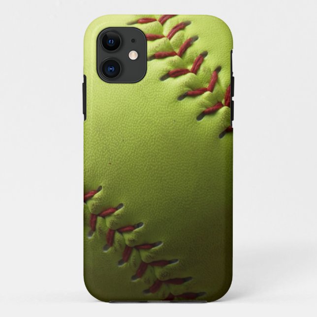Capa Para iPhone Da Case-Mate O preto amarelo do softball desvanece-se (Verso)
