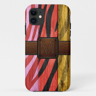 Capa Para iPhone Da Case-Mate Olhar de madeira retro do couro de Brown