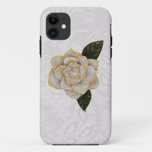 Capa Para iPhone Da Case-Mate Os diamantes aumentaram no laço branco de Paisley