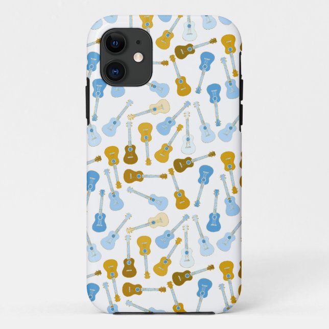 Capa Para iPhone Da Case-Mate ouro e ukuleles azuis (Verso)