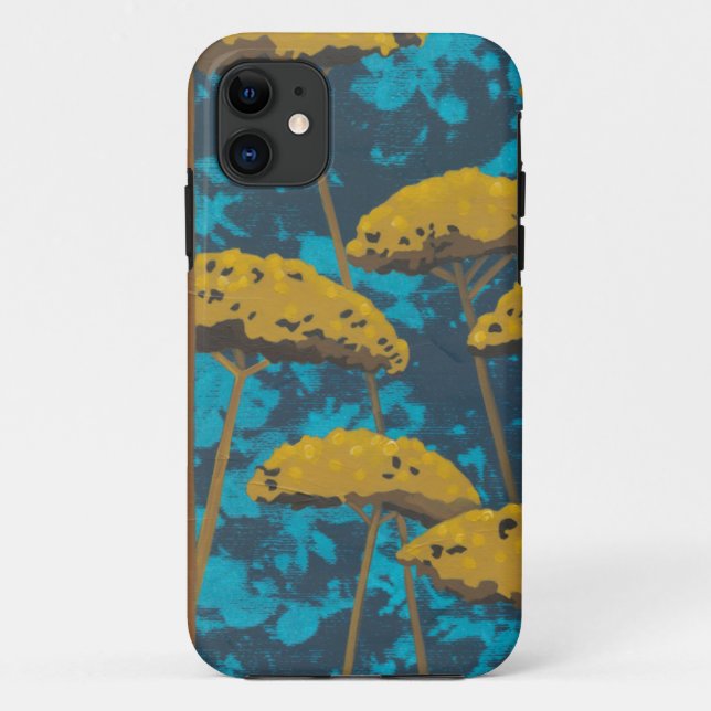 Capa Para iPhone Da Case-Mate Ouro Yseta Garden com fundo azul (Verso)