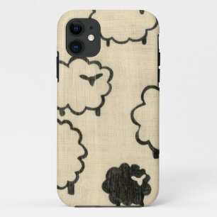 Capa Para iPhone Da Case-Mate Ovelha Negra e Branca em Fundo de Creme