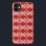 Capa Para iPhone Da Case-Mate Padrão Art Deco - vermelho e branco<br><div class="desc">Um wallpaper/padrão em forma de maré/Art Deco - profundo,  verdadeiro vermelho,  branco e tons de coral,  com fundo vermelho sólido</div>