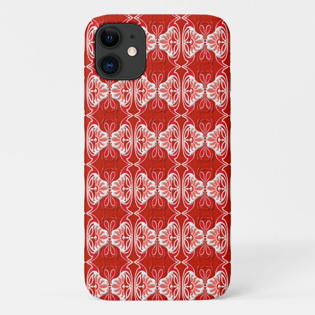 Capa Para iPhone Da Case-Mate padrão Art Deco - vermelho e branco (Verso)