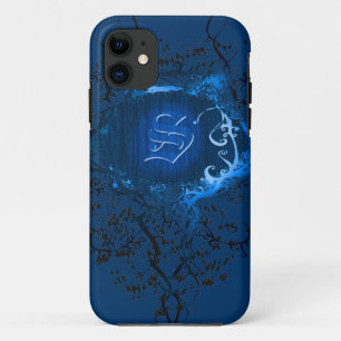 Capa Para iPhone Da Case-Mate Padrão Azul de Vintage com Monograma S