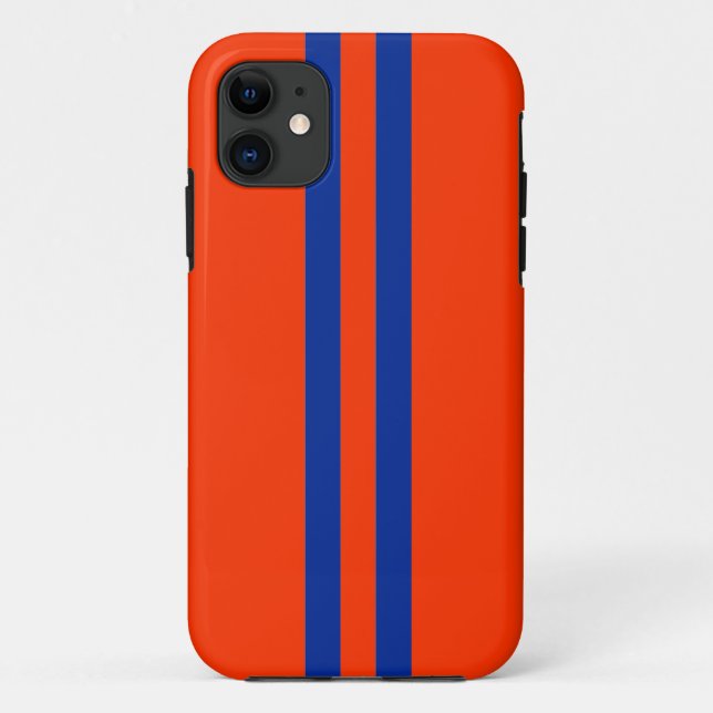 Capa Para iPhone Da Case-Mate Padrão das faixas azuis e laranja esportivas (Verso)