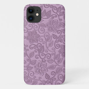 Capa Para iPhone Da Case-Mate Padrão De Arte Floral De Couro Rosa, Faux, Retró
