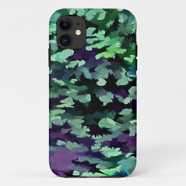 Capa Para iPhone Da Case-Mate Padrão de Camuflagem Verde Jade e Roxo (Verso)