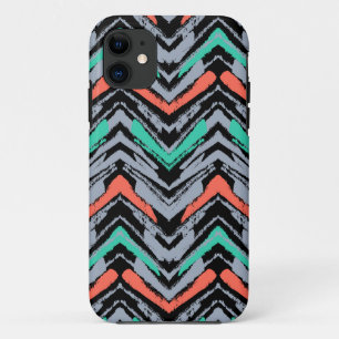 Capa Para iPhone Da Case-Mate Padrão De Chevron Desenhado À Mão De Cinza, Tea
