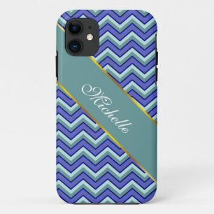 Capa Para iPhone Da Case-Mate Padrão de Chevron do Sapphire Azul