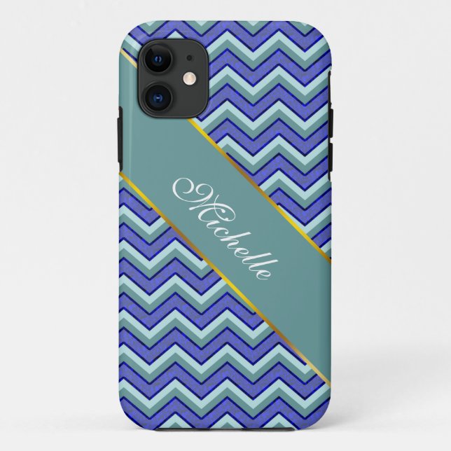 Capa Para iPhone Da Case-Mate Padrão de Chevron do Sapphire Azul (Verso)
