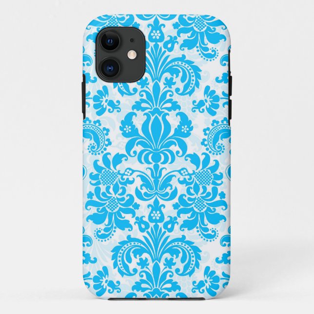 Capa Para iPhone Da Case-Mate Padrão de Damascos Florais Branco e Azul (Verso)