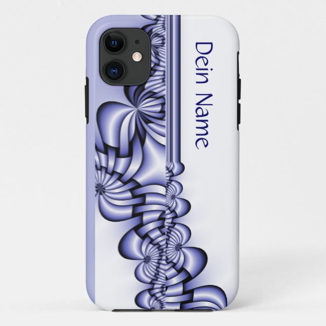 Capa Para iPhone Da Case-Mate Padrão de Design gráfico - azul branco + texto (Verso)