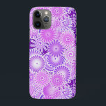 Capa Para iPhone Da Case-Mate Padrão de espiral frontal, tons roxos<br><div class="desc">Padrão de espiral frontal em tons de roxo profundo,  violeta,  lavanda e orquídea,  acentuado com branco</div>