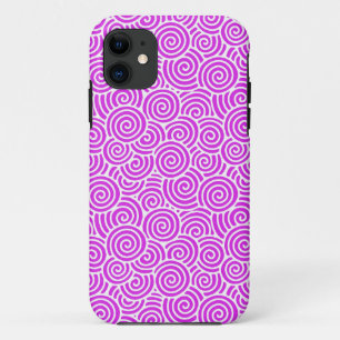 Capa Para iPhone Da Case-Mate Padrão de espiral japonês - orquídea e branco