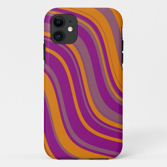 Capa Para iPhone Da Case-Mate Padrão de faixas onduladas (Amarelo, roxo) (Verso)
