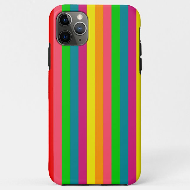 Capa Para iPhone Da Case-Mate Padrão de faixas verticais do arco-íris multicolor (Verso)