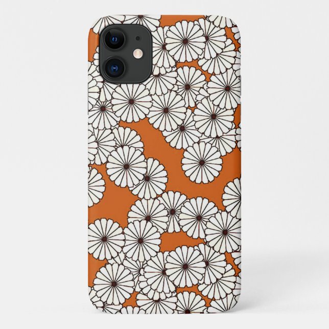 Capa Para iPhone Da Case-Mate Padrão de flor Art Deco - creme sobre ferrugem (Verso)