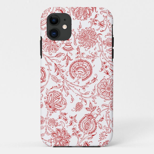 Capa Para iPhone Da Case-Mate Padrão de Flor Vermelho e Branco (Verso)
