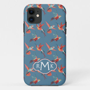 Capa Para iPhone Da Case-Mate Padrão de Hummingbird Retroativo Monograma