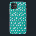 Capa Para iPhone Da Case-Mate Padrão de onda chinês - branco em azul-pavão<br><div class="desc">Moderno assume um padrão tradicional de onda chinesa com um aspecto 3d elevado - branco sobre um fundo azul de pavão</div>