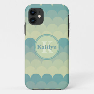 Capa Para iPhone Da Case-Mate Padrão de Onda Verde Azul Monograma