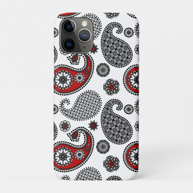 Capa Para iPhone Da Case-Mate Padrão de Paisley, Preto, Branco e Vermelho (Verso)