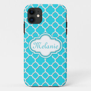 Capa Para iPhone Da Case-Mate Padrão de Quatrefoil Azul Brilhante