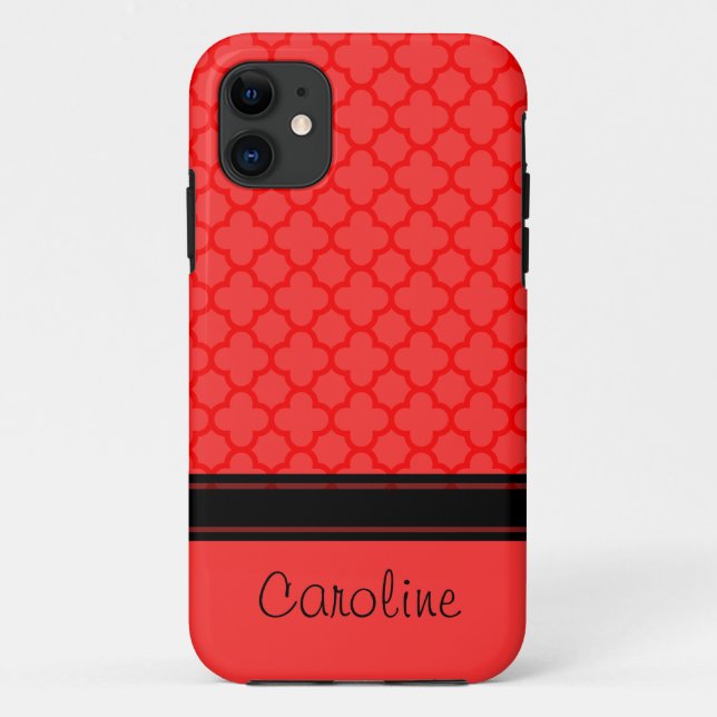 Capa Para iPhone Da Case-Mate Padrão de Quatrefoil Vermelho (Verso)