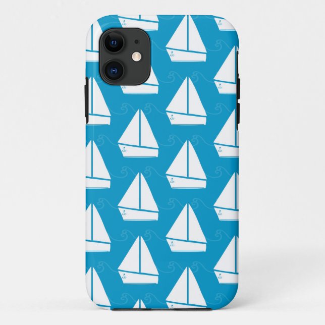 Capa Para iPhone Da Case-Mate Padrão de veleiro azul claro (Verso)