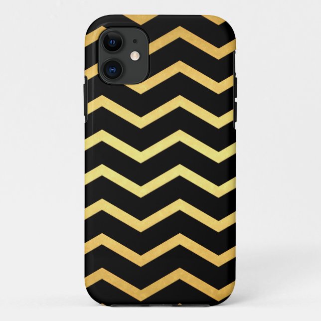 Capa Para iPhone Da Case-Mate Padrão de Zig Dourado e preto (Verso)
