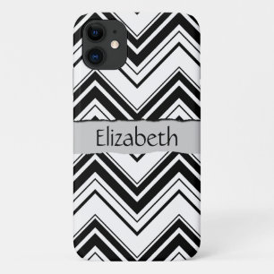 Capa Para iPhone Da Case-Mate Padrão de ziguezague preto e branco, seu nome