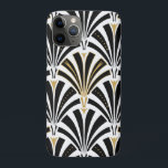 Capa Para iPhone Da Case-Mate Padrão do ventilador Art Deco - preto e branco<br><div class="desc">Reprodução digital de um papel de parede clássico,  Art Deco,  padrão de ventoinha - preto sobre branco,  embelezado com ouro</div>