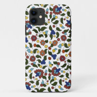 Padrão floral armênio - Azul e branco