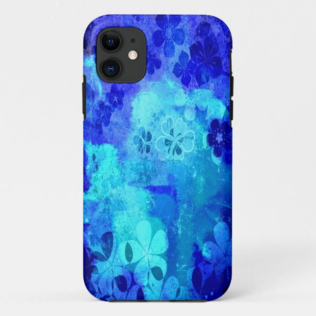 Capa Para iPhone Da Case-Mate Padrão floral azul-cinzento da vindima 4 (Verso)