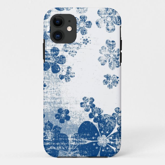Capa Para iPhone Da Case-Mate Padrão floral azul retroativo (Verso)