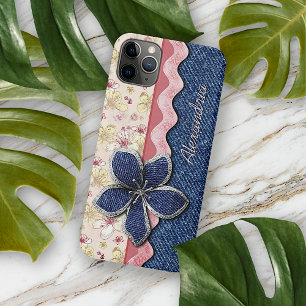 Capa Para iPhone Da Case-Mate Padrão Floral de Pastel de Jeans de Densagem de Di