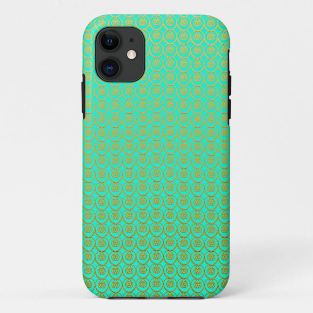 Capa Para iPhone Da Case-Mate Padrão Fofo Dourado sobre Verde Menta (Verso)
