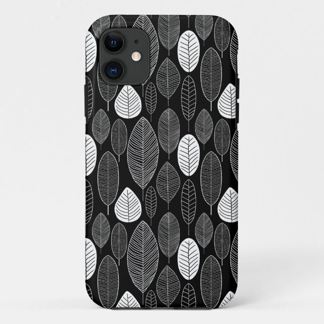 Capa Para iPhone Da Case-Mate Padrão Folha - Preto em Branco (Verso)